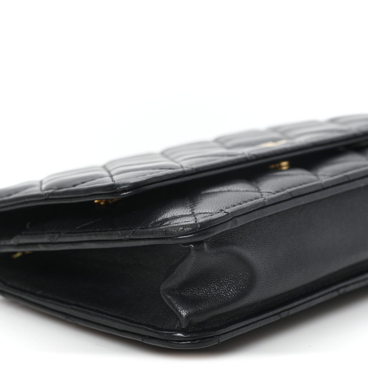 Lambskin Quilted Wallet On Chain WOC Black wholesalehk.shop