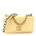 Lambskin Quilted Chanel 19 Wallet On Chain WOC Yellow wholesalehk.shop