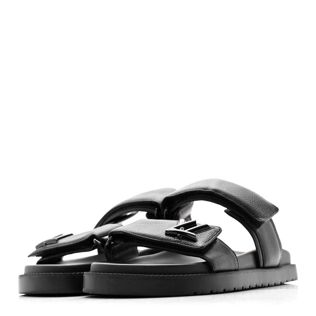 Grained Calfskin Sunset Comfort Flat Sandals 38 Black £¨ Direct shipment via from wholesalehk.shop