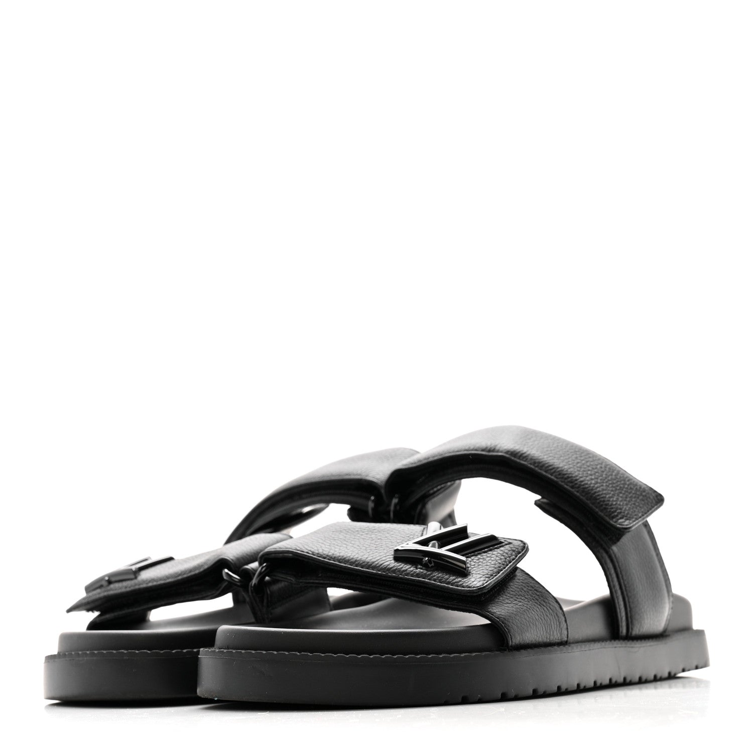 Grained Calfskin Sunset Comfort Flat Sandals 38 Black £¨ Direct shipment via from wholesalehk.shop