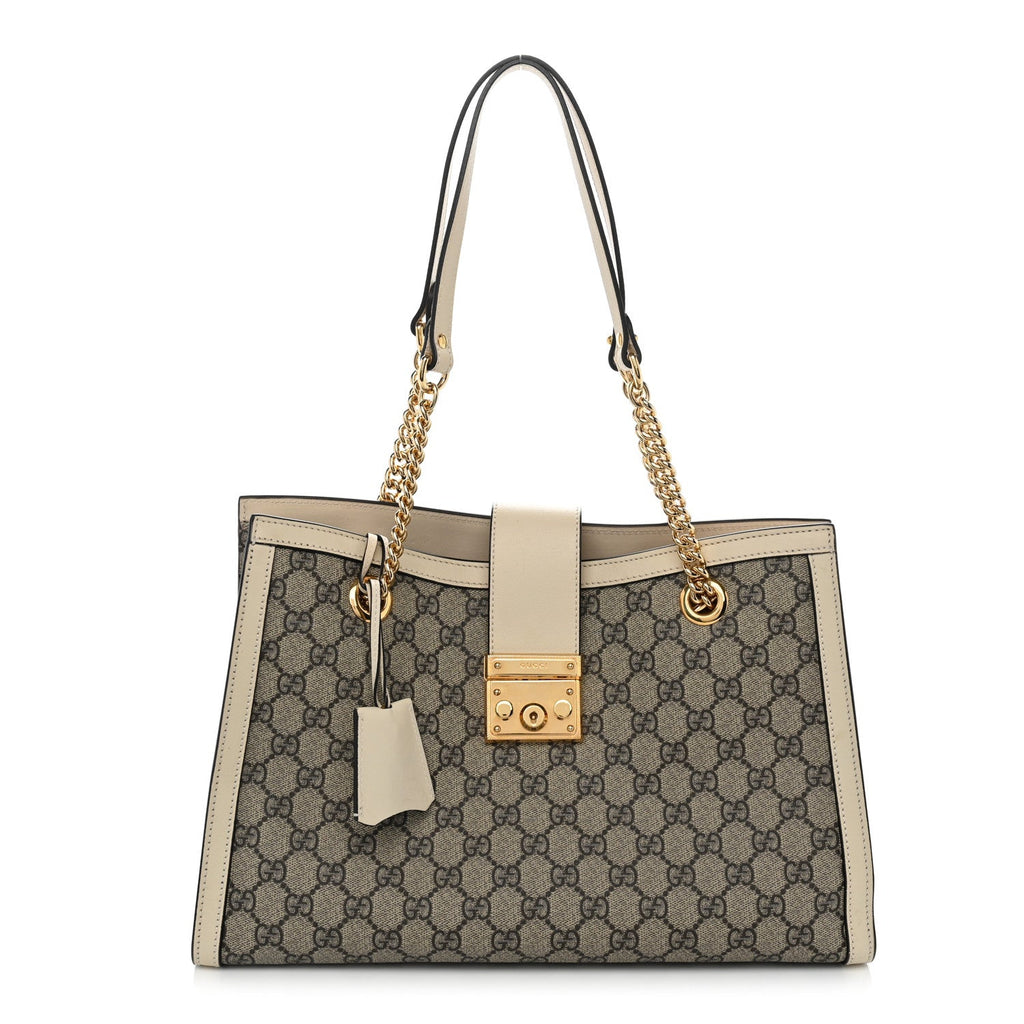 GG Supreme Monogram Medium Padlock Tote White £¨ Direct shipment via from wholesalehk.shop