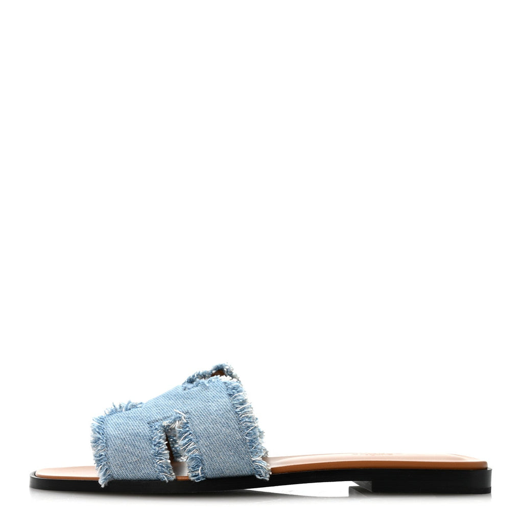 Denim Oran Fringe Sandals 40 Bleu Clair wholesalehk.shop