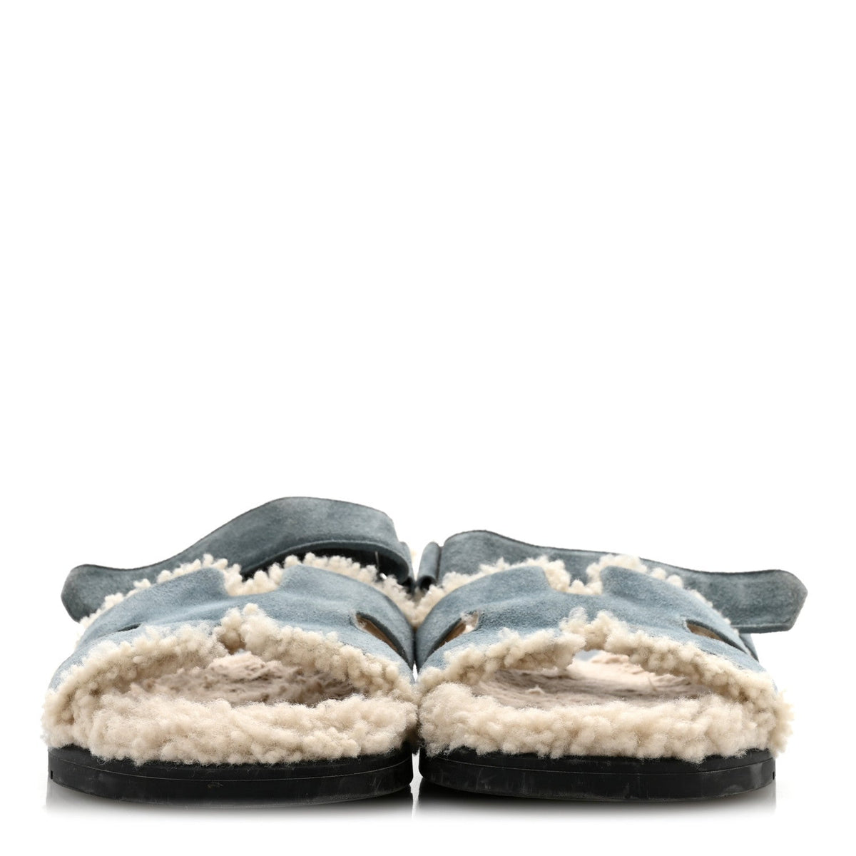 Suede Goatskin Woolskin Womens Chypre Sandals 38.5 Bleu Pinede Ecru wholesalehk.shop