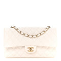 Caviar Quilted Medium Double Flap White wholesalehk.shop