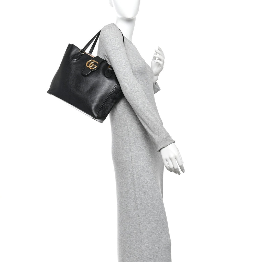 New Sakai Calfskin Lux Small Dahlia Tote Black wholesalehk.shop