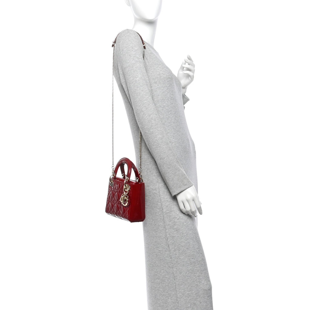 Patent Cannage Mini Lady Dior Red wholesalehk.shop