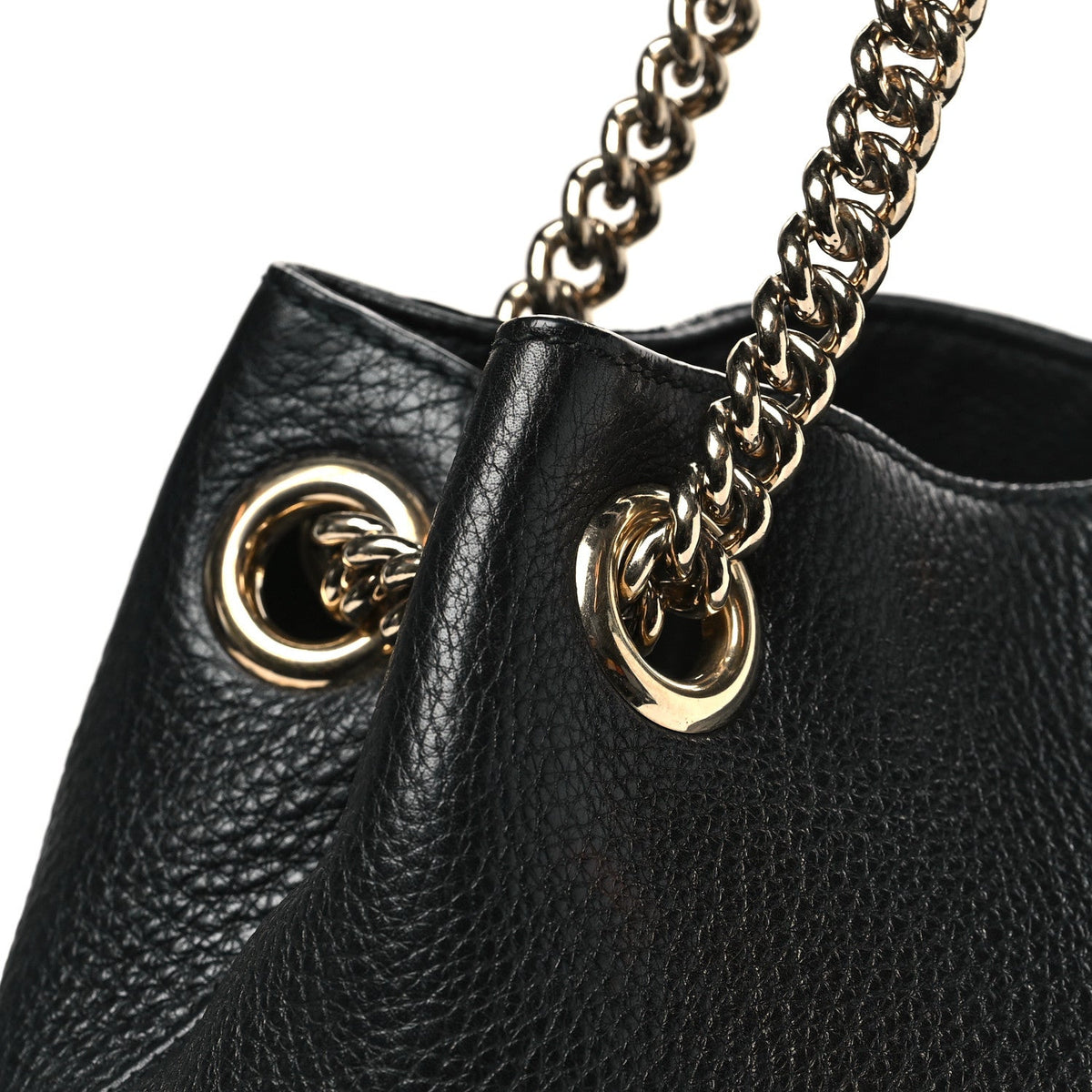 Pebbled Calfskin Medium Soho Chain Shoulder Bag Black wholesalehk.shop