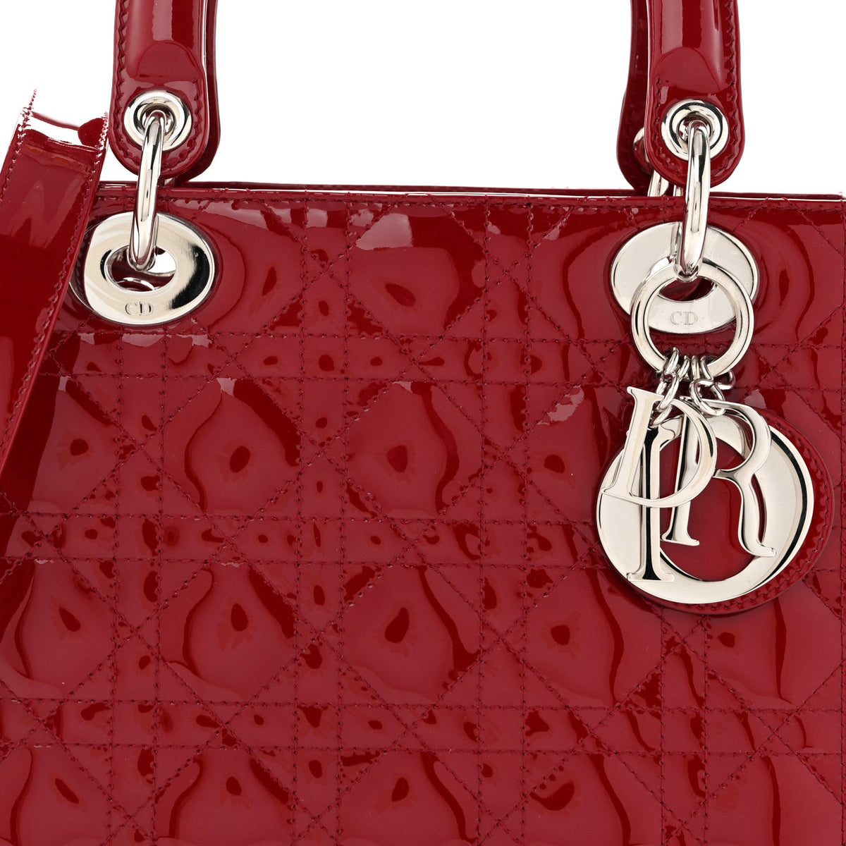 Patent Cannage Medium Lady Dior Red wholesalehk.shop