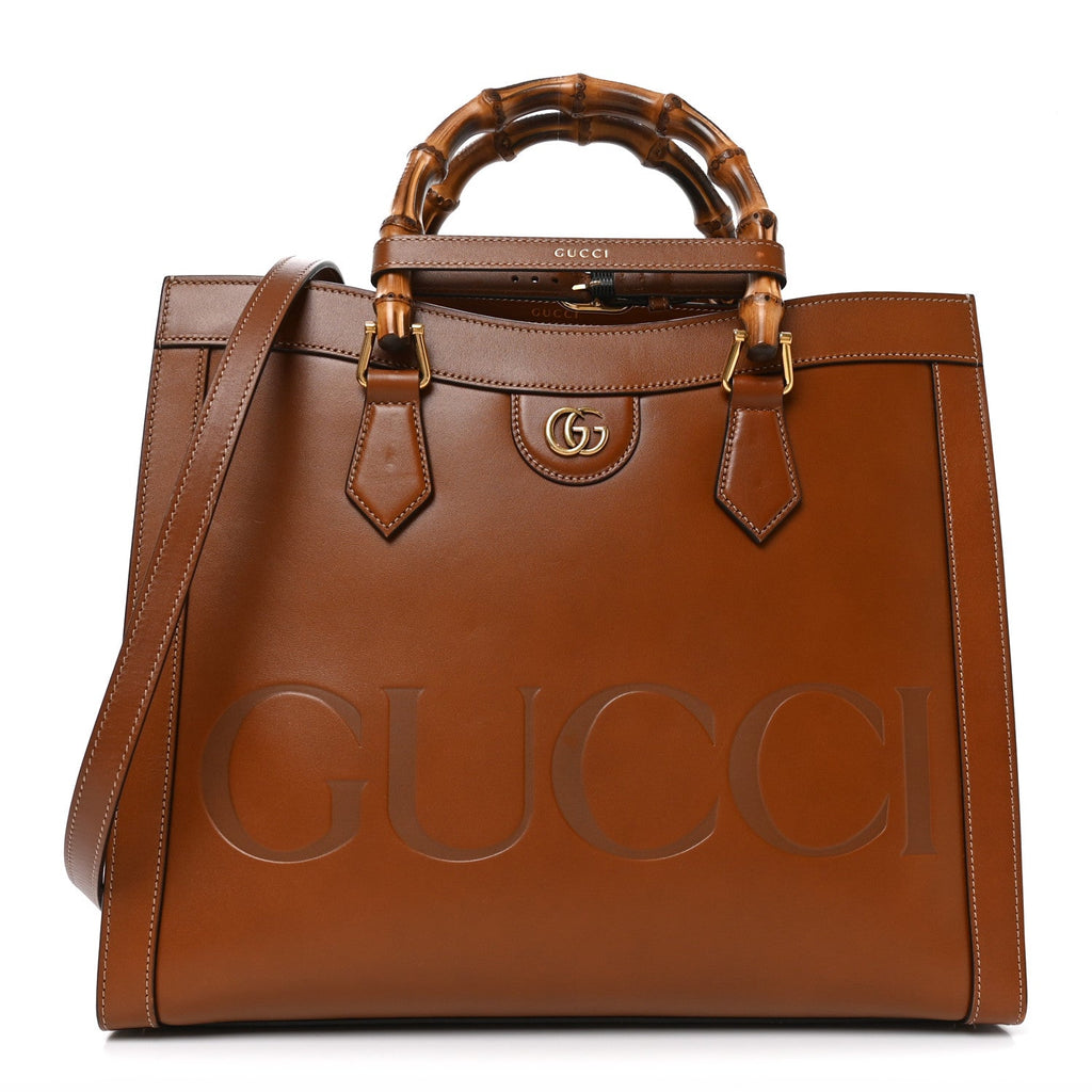 Charisma Calfskin Gucci Embossed Medium Diana Tote Bag Peanut Brown wholesalehk.shop
