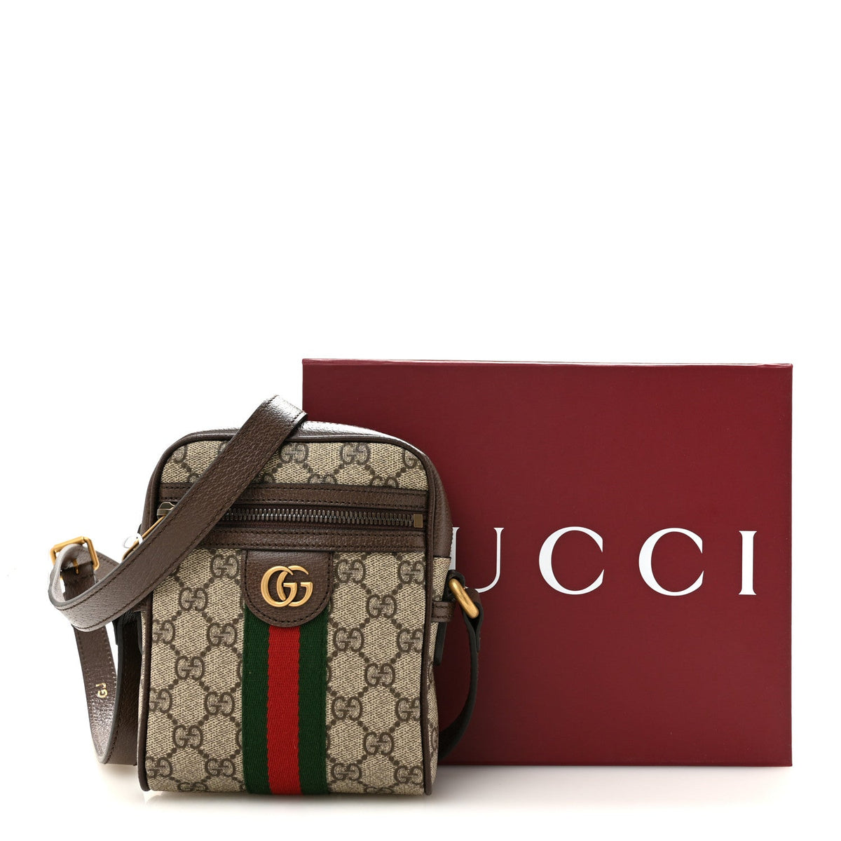 GG Supreme Monogram Web Mini Ophidia Messenger Brown wholesalehk.shop