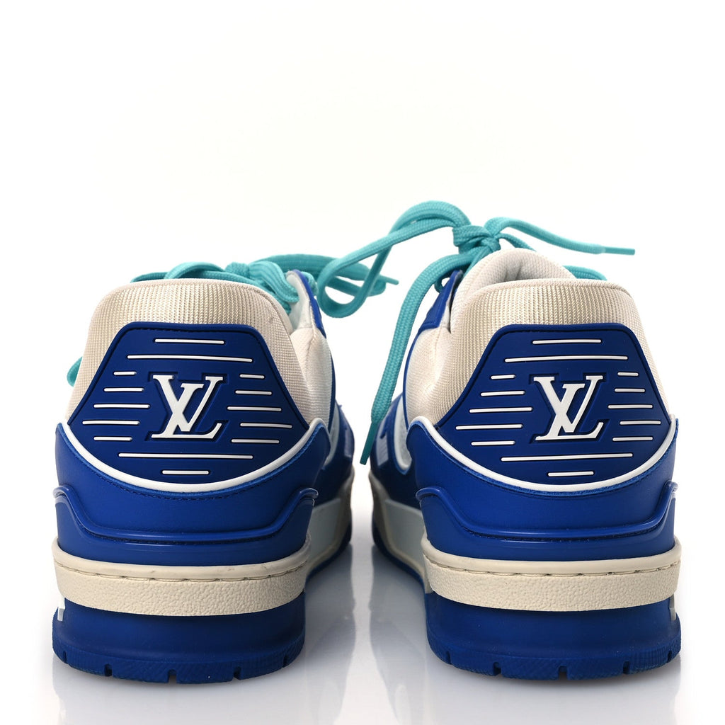 Calfskin Embossed Monogram Mens LV Trainer Sneakers 8.5 Blue £¨ Direct shipment via from wholesalehk.shop