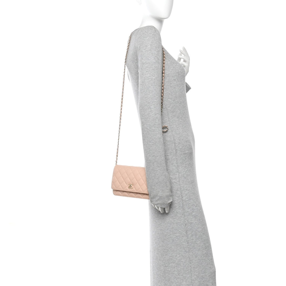 Caviar Quilted CC Turnlock Wallet On Chain WOC Beige wholesalehk.shop