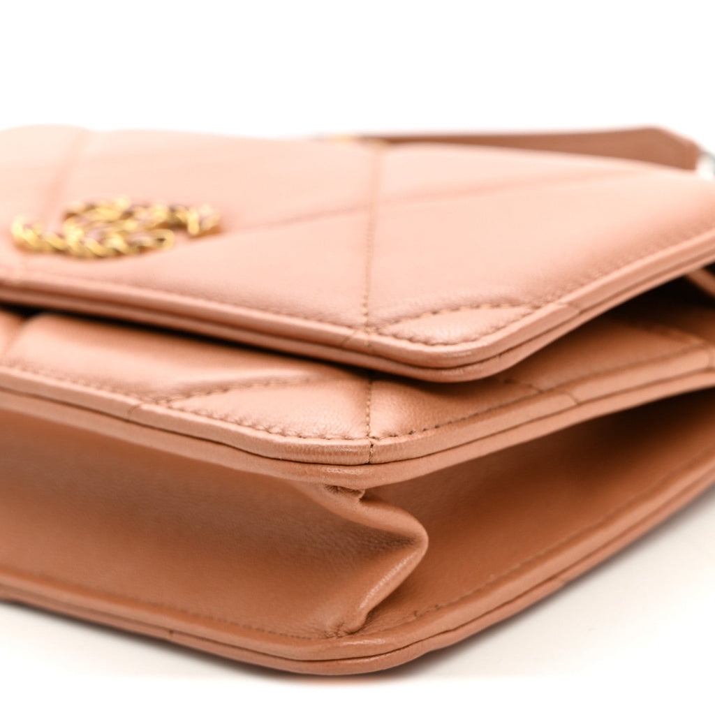Lambskin Quilted Chanel 19 Wallet On Chain WOC Brown wholesalehk.shop