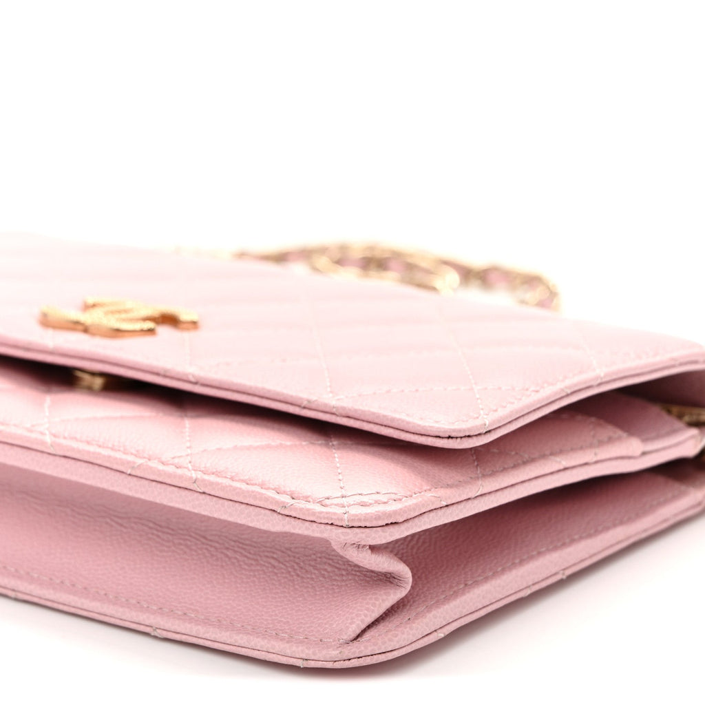 Caviar Quilted Studded CC Wallet on Chain WOC Light Pink wholesalehk.shop
