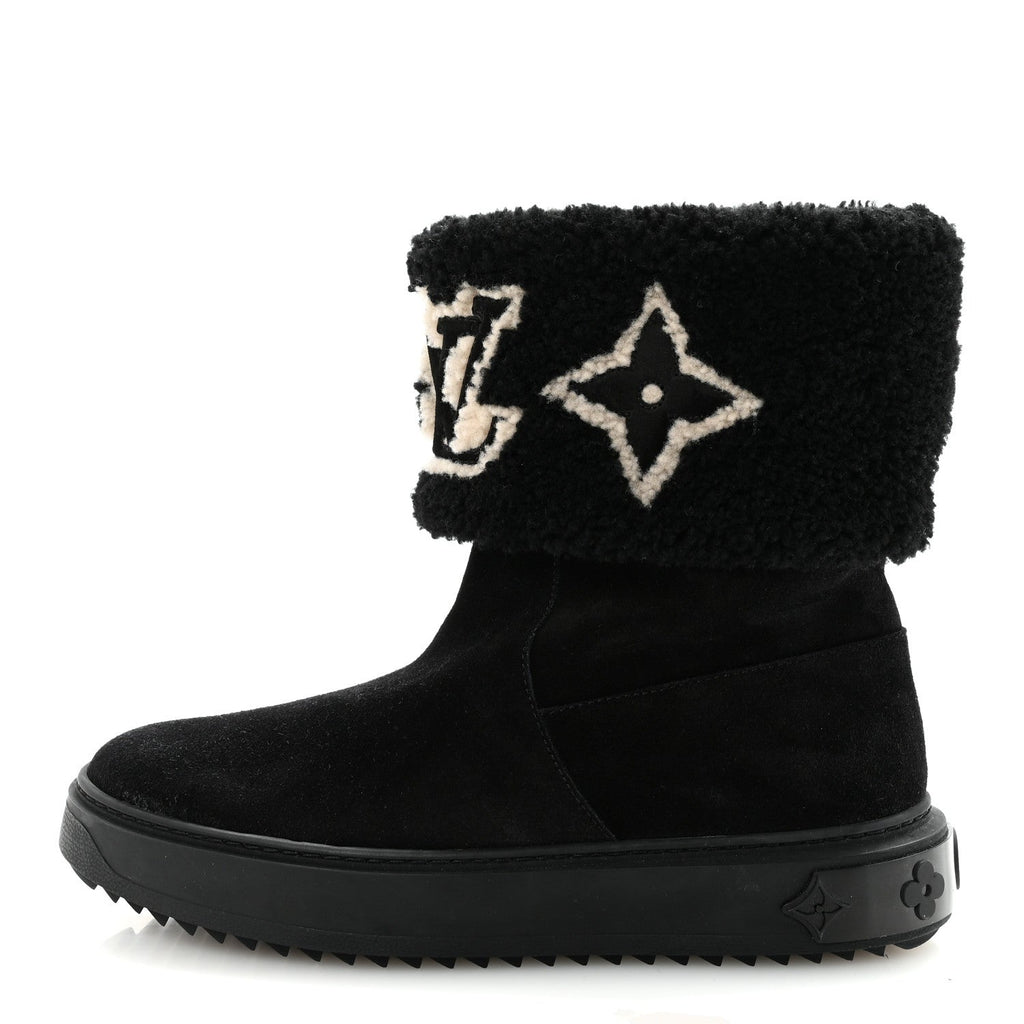 Suede Calfskin Shearling Snowdrop Flat Ankle Boot 37.5 Black £¨ Direct shipment via from wholesalehk.shop