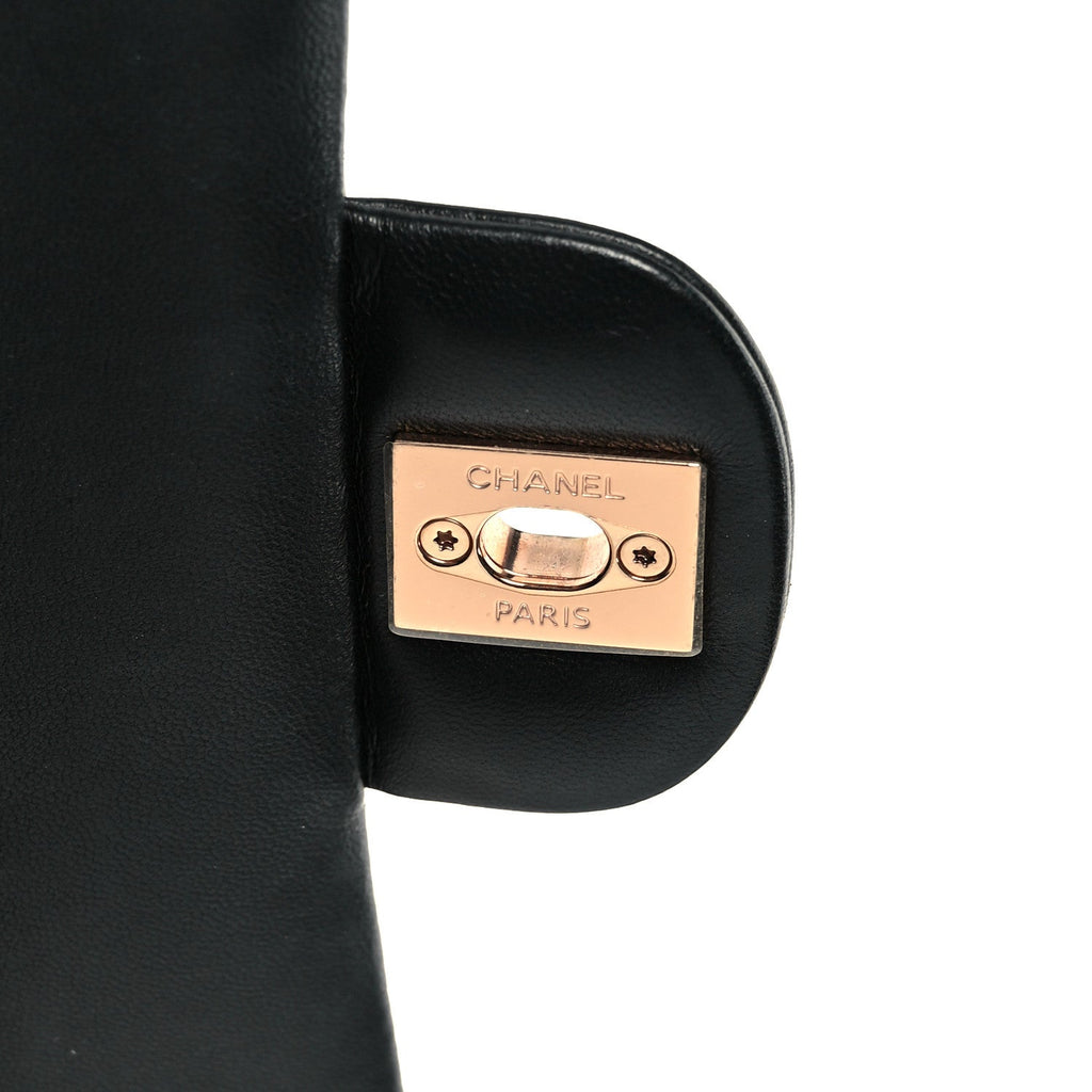 Lambskin Quilted Medium Double Flap Black wholesalehk.shop