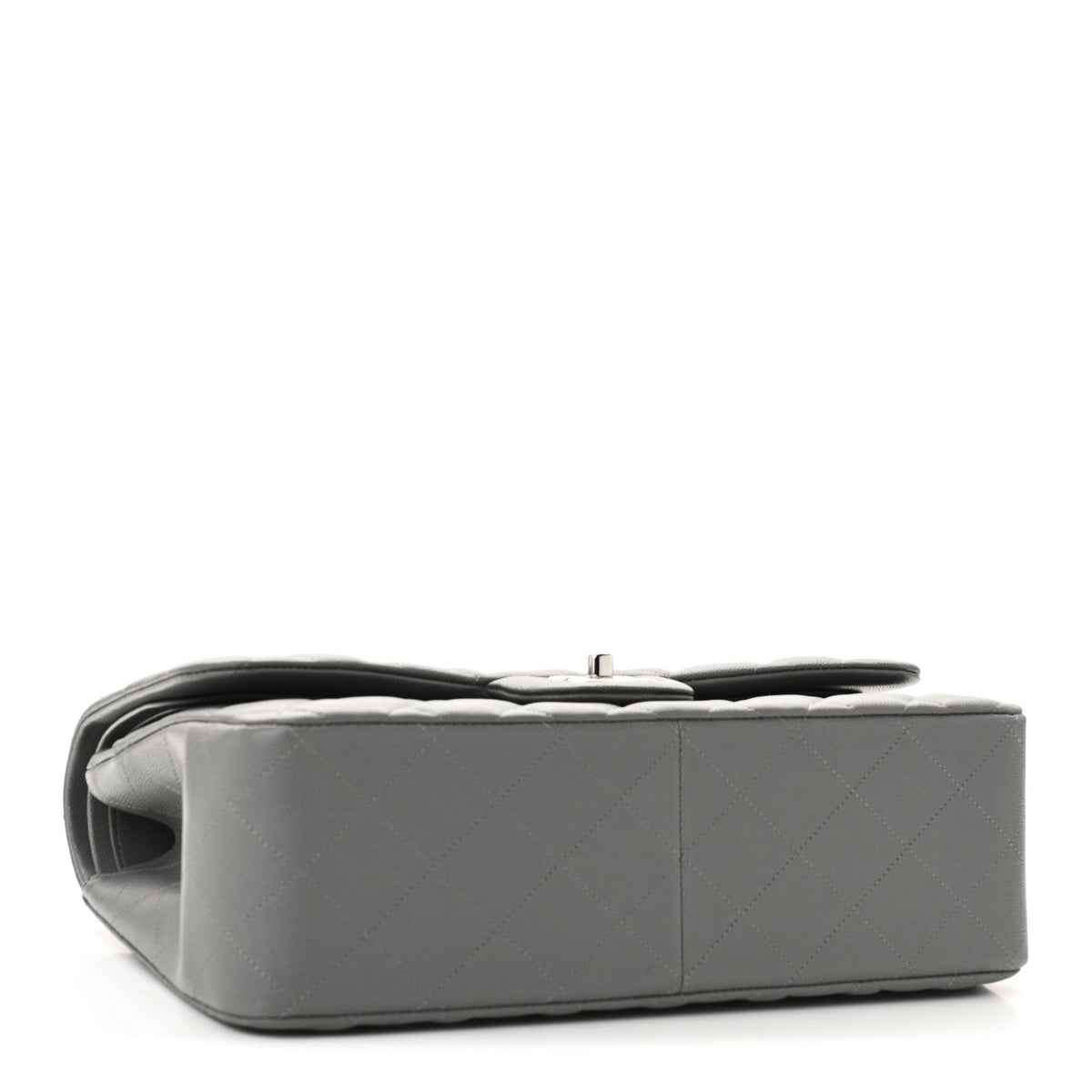 Caviar Quilted Jumbo Double Flap Grey wholesalehk.shop