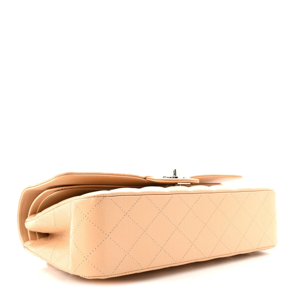 Caviar Quilted Medium Double Flap Beige wholesalehk.shop