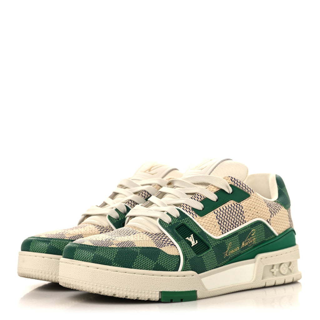 Damier Grained Calfskin Monogram Mens LV Trainer Sneakers 4 Green £¨ Direct shipment via from wholesalehk.shop
