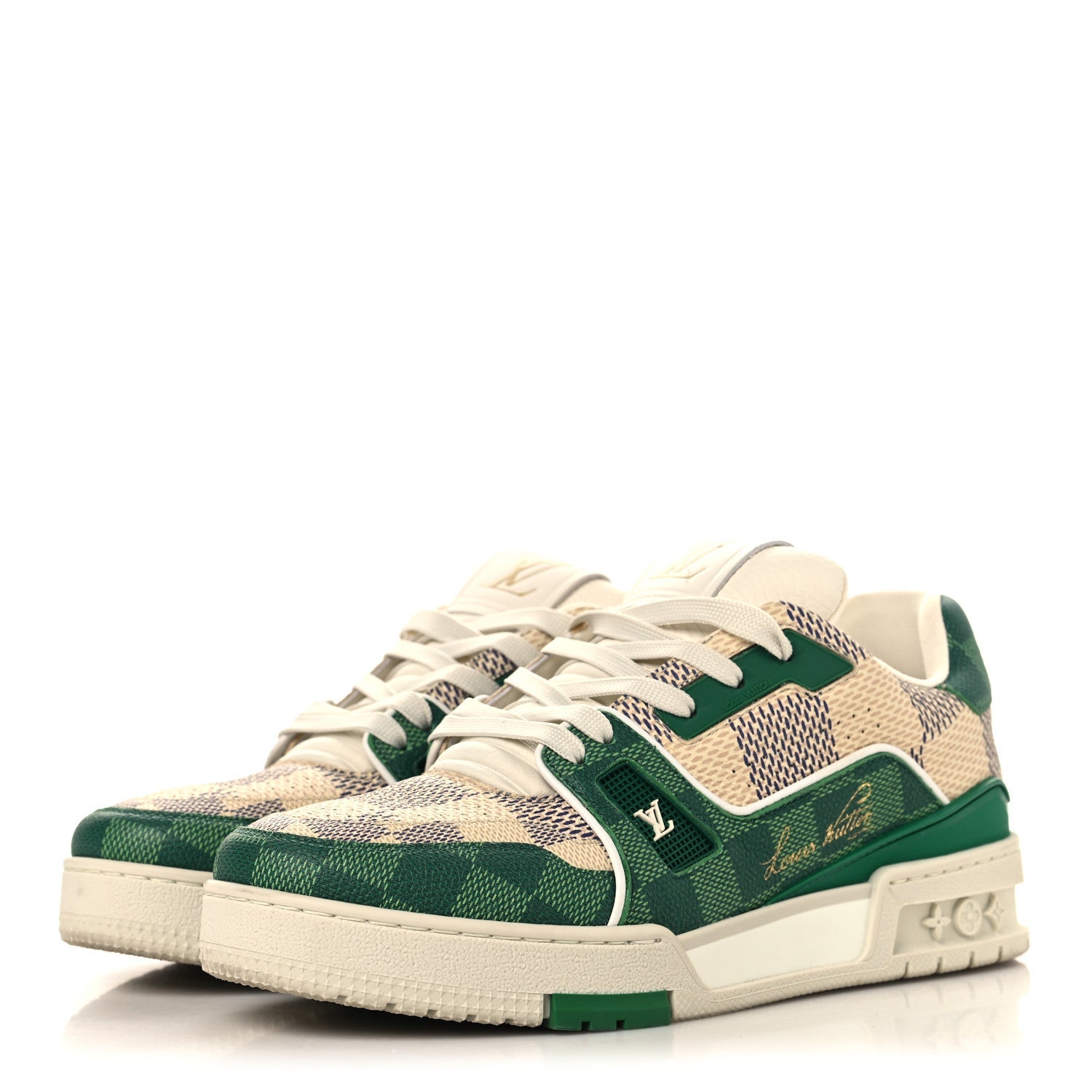 Damier Grained Calfskin Monogram Mens LV Trainer Sneakers 4 Green £¨ Direct shipment via from wholesalehk.shop