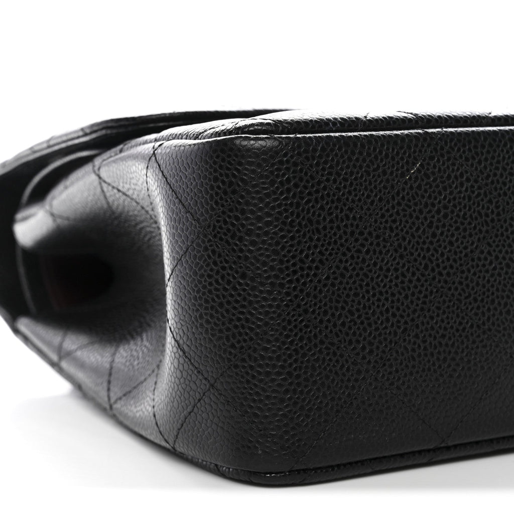 Caviar Quilted Jumbo Double Flap Black wholesalehk.shop