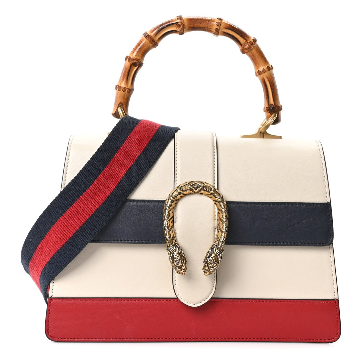 Calfskin Bamboo Web Medium Dionysus Top Handle Bag White Blue Hibiscus Red wholesalehk.shop