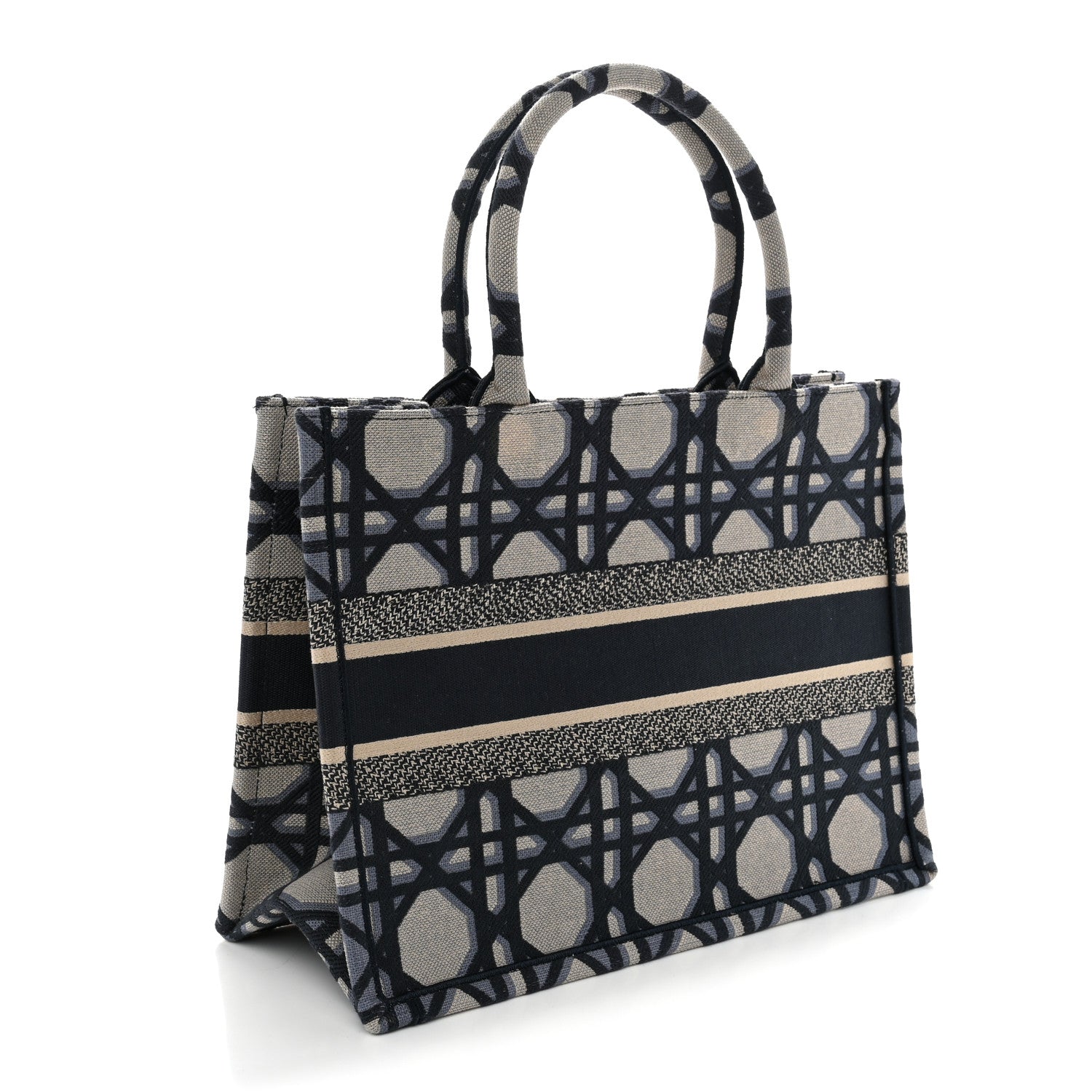 Canvas Macrocannage Embroidered Medium Book Tote Beige Blue £¨ Direct shipment via from wholesalehk.shop