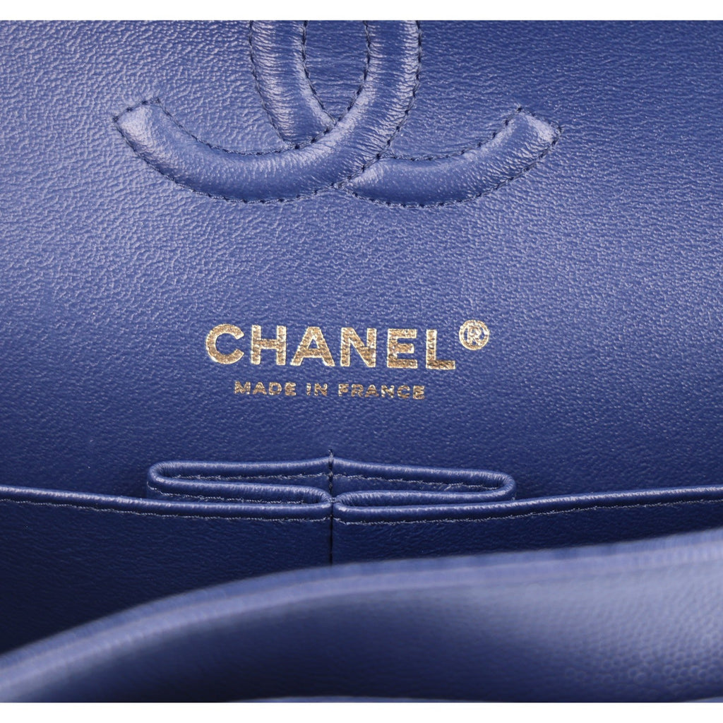 Caviar Quilted Small Double Flap Navy wholesalehk.shop