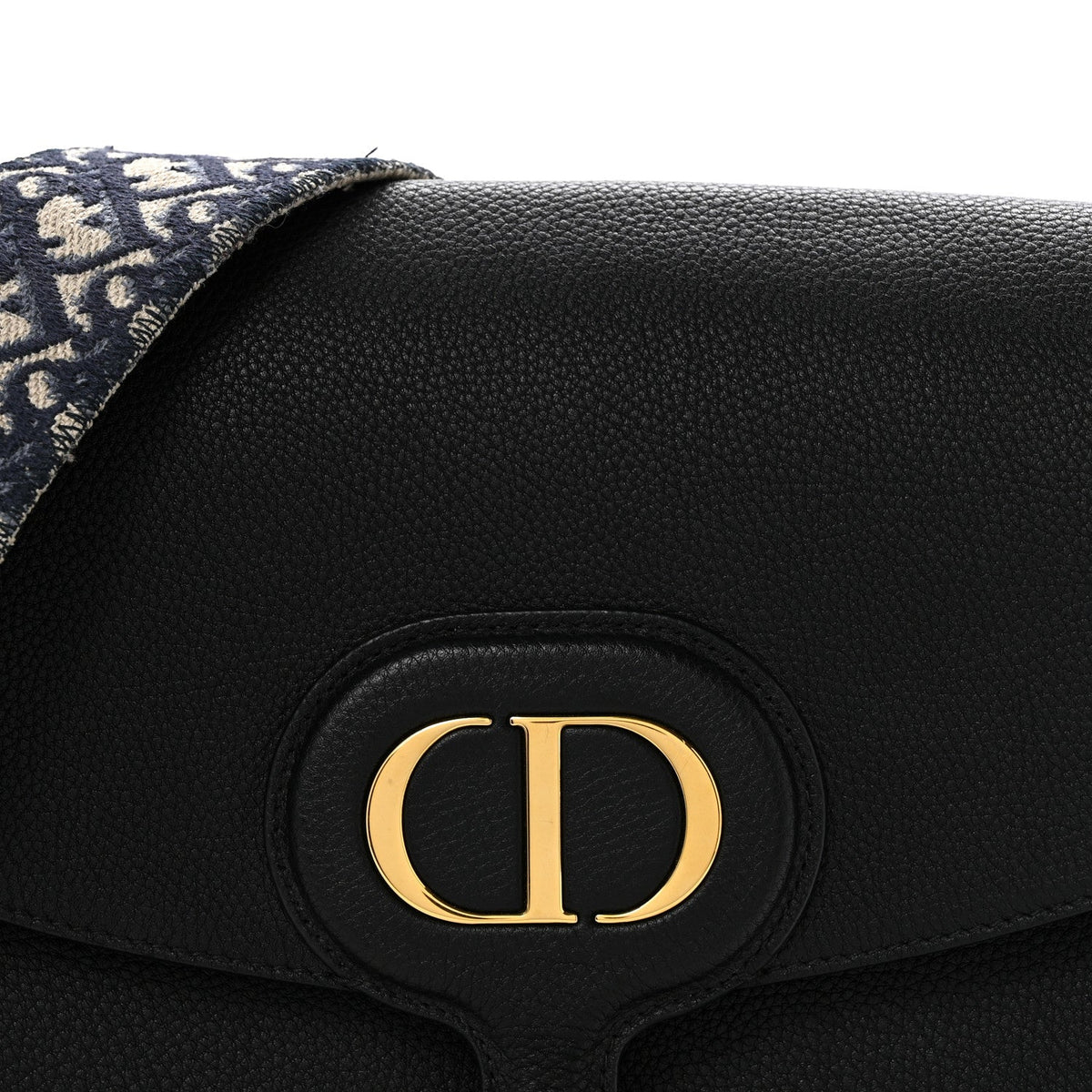 Grained Calfskin Large Bobby Flap Black wholesalehk.shop