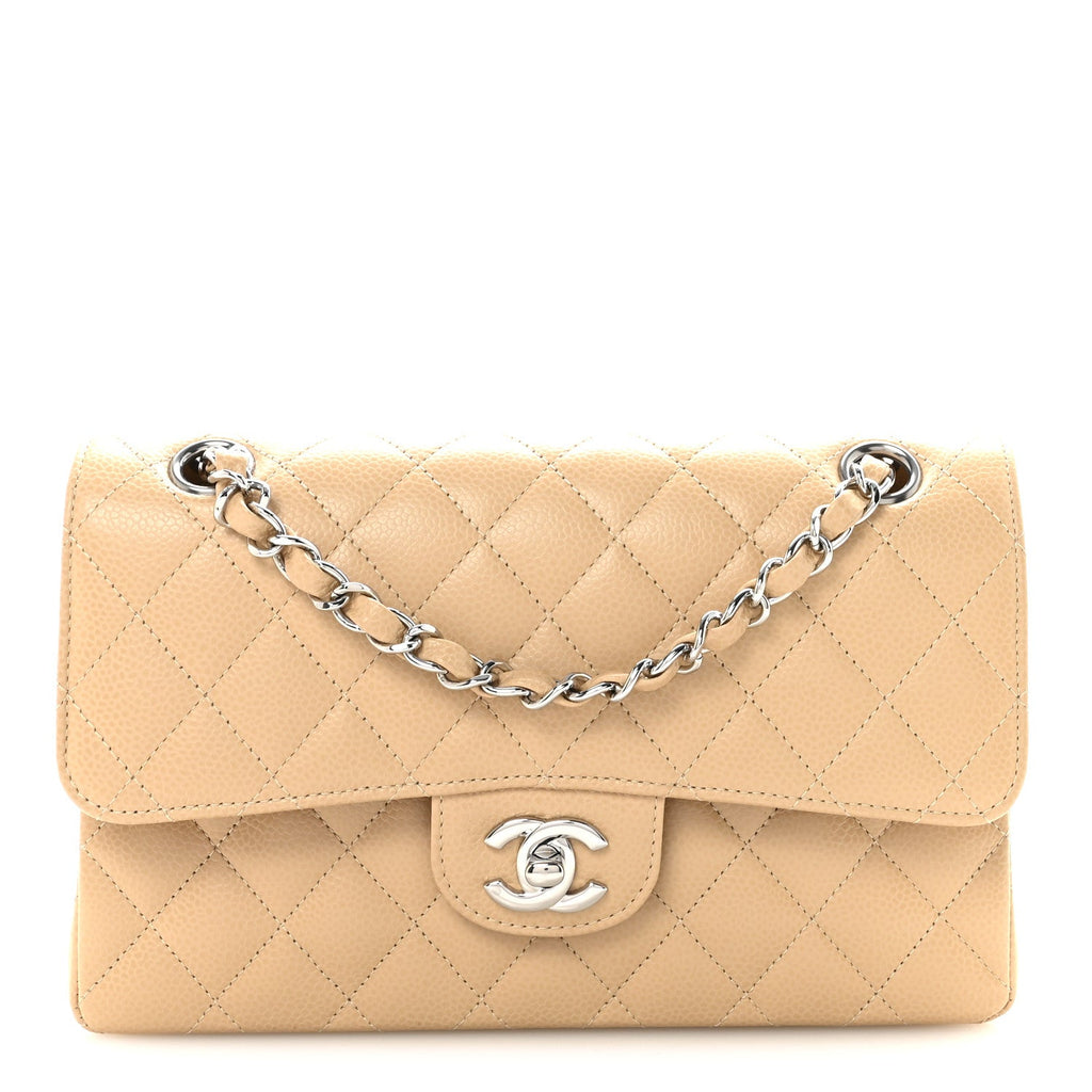 Caviar Quilted Small Double Flap Beige wholesalehk.shop