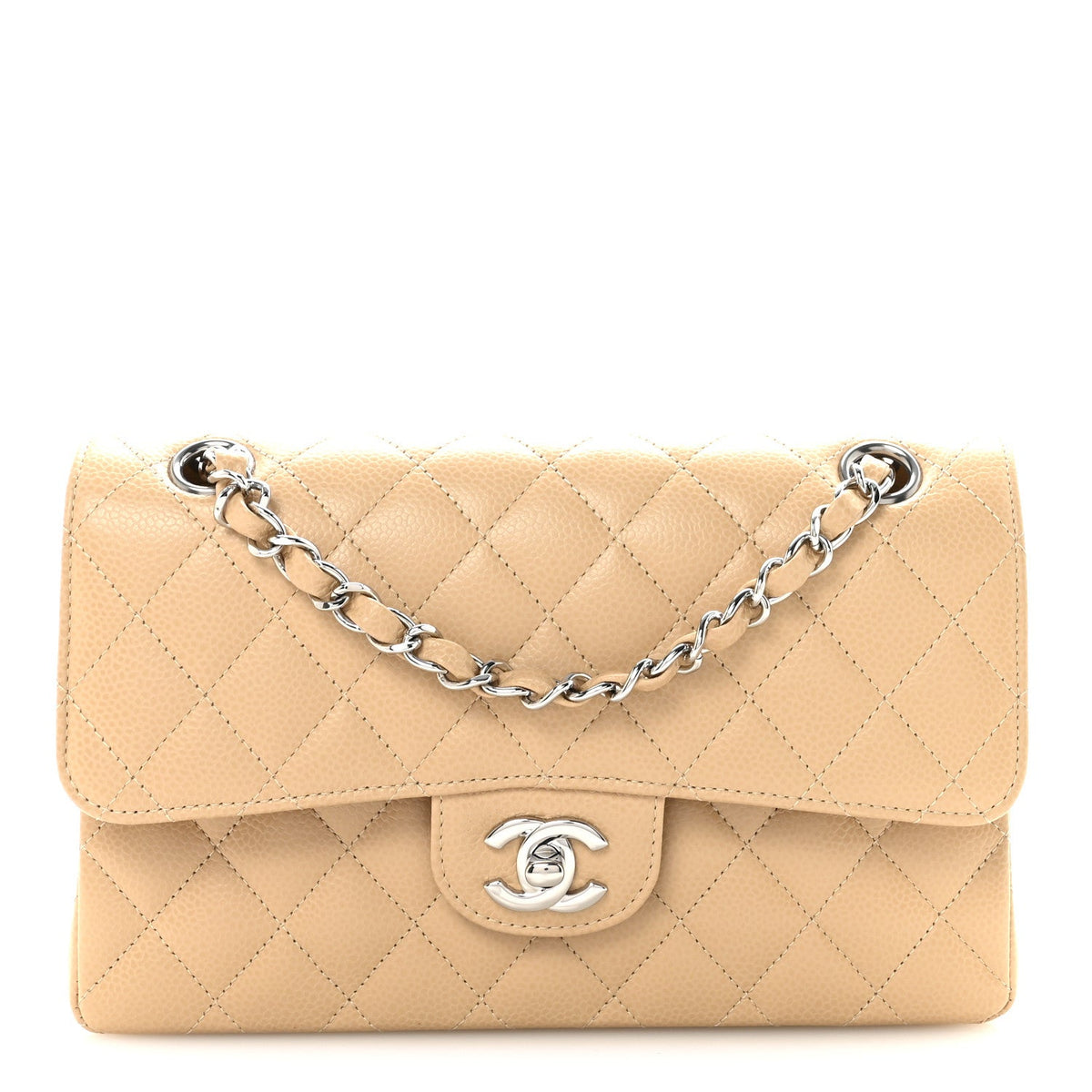 Caviar Quilted Small Double Flap Beige wholesalehk.shop