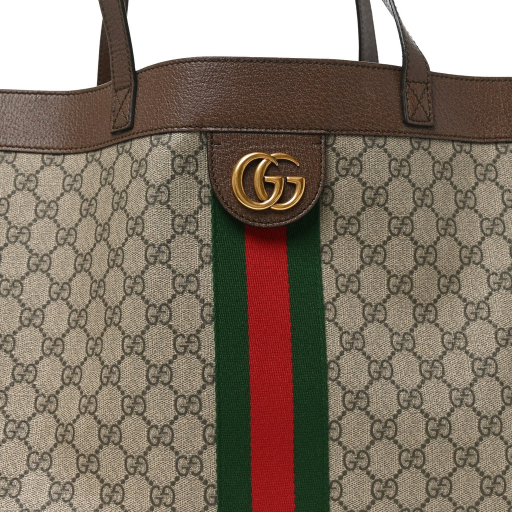 GG Supreme Monogram Web Ophidia Tote Brown wholesalehk.shop