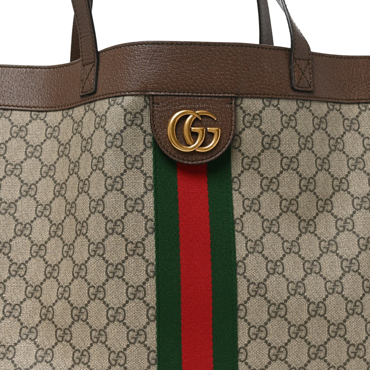 GG Supreme Monogram Web Ophidia Tote Brown wholesalehk.shop