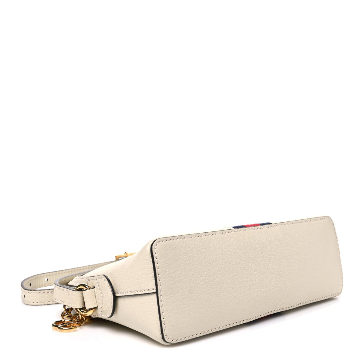 Textured Dollar Calfskin Web Small Ophidia Dome Shoulder Bag Mystic White wholesalehk.shop