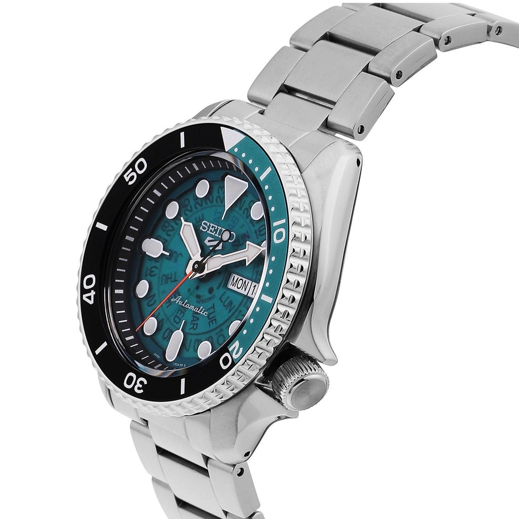 Seiko 5 Sports SKX Skeleton Green Dial Silver Steel Strap Watch For Men - SRPJ45K1 wholesalehk.shop