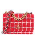 Tweed Quilted Chanel 19 Wallet On Chain WOC Red White wholesalehk.shop
