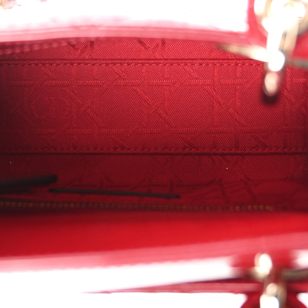 Patent Cannage Mini Lady Dior Red wholesalehk.shop