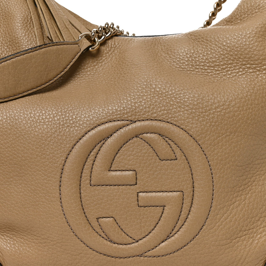 Pebbled Calfskin Medium Soho Chain Hobo Camelia wholesalehk.shop