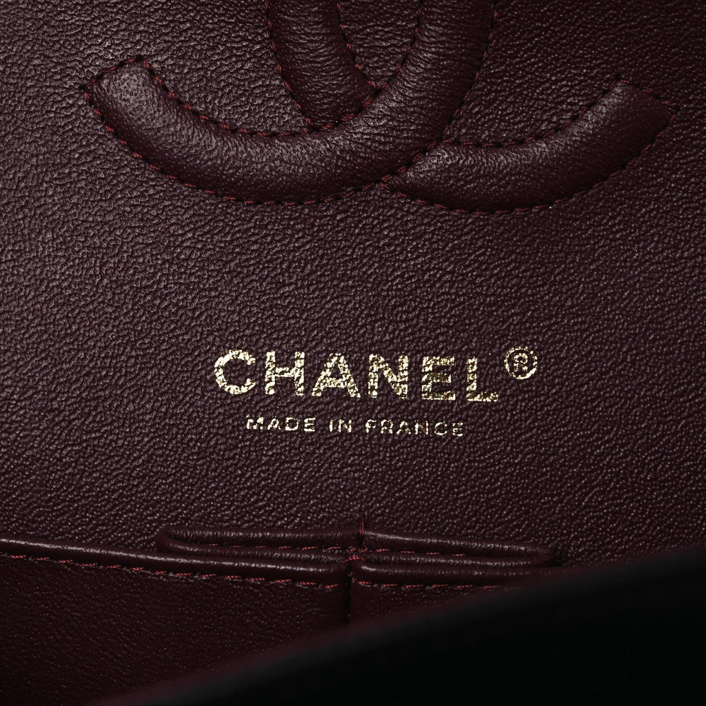 Lambskin Quilted Medium Double Flap Black wholesalehk.shop