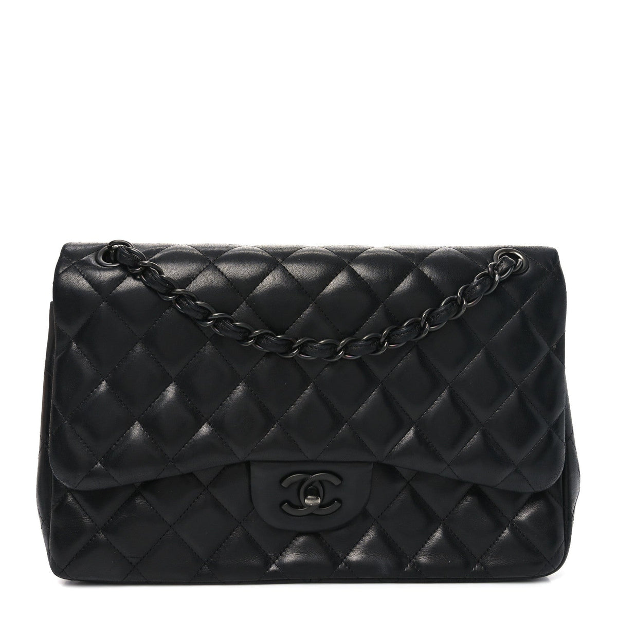 Lambskin Quilted Jumbo Double Flap So Black wholesalehk.shop