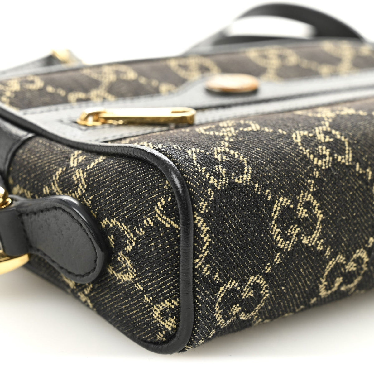 Jacquard Black Denim GG Monogram Textured Dollar Calfskin Mini Ophidia Shoulder Bag Black Ivory wholesalehk.shop