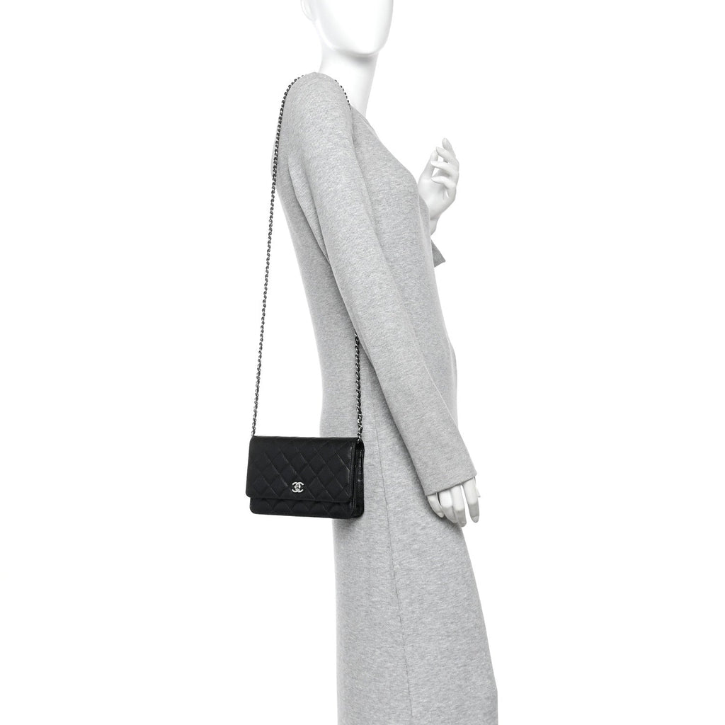 Caviar Quilted CC Turnlock Wallet On Chain WOC Black wholesalehk.shop