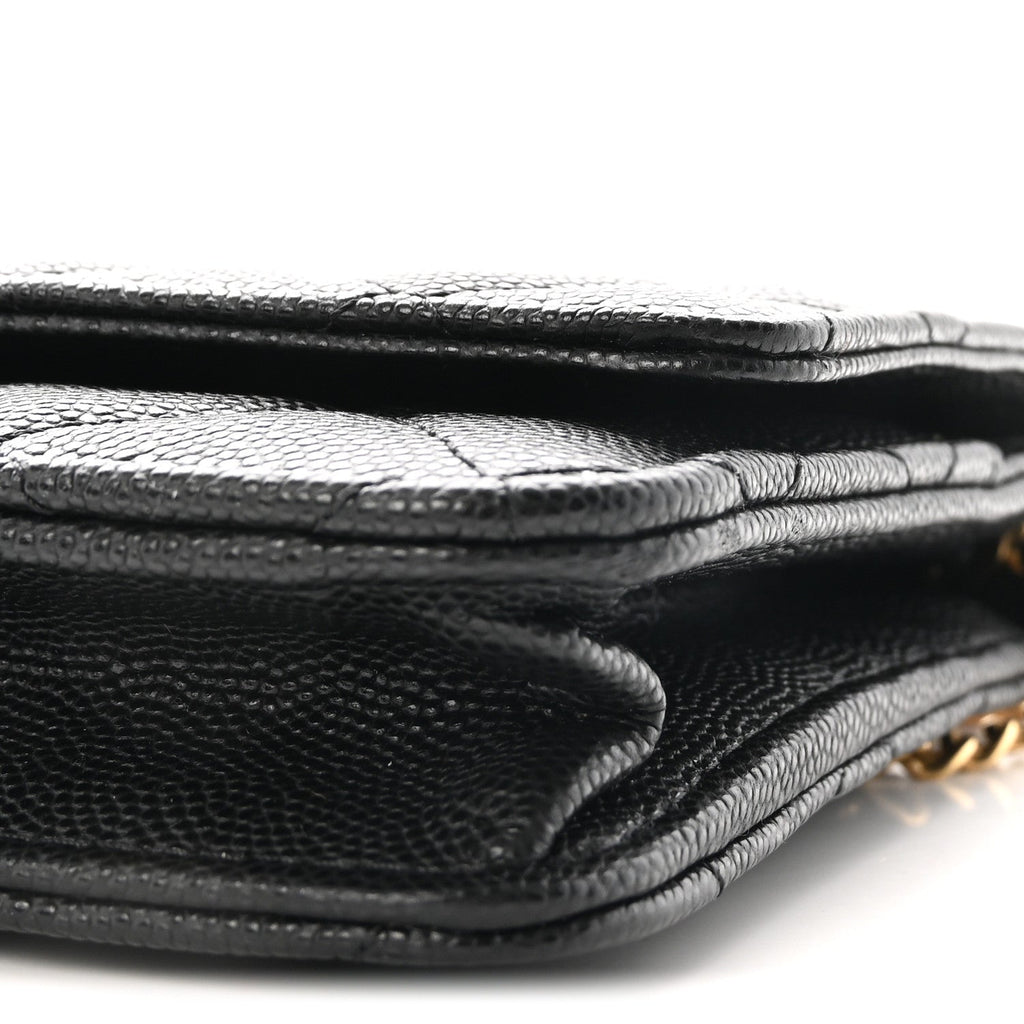 Caviar Quilted Medallion Wallet on Chain WOC Black wholesalehk.shop