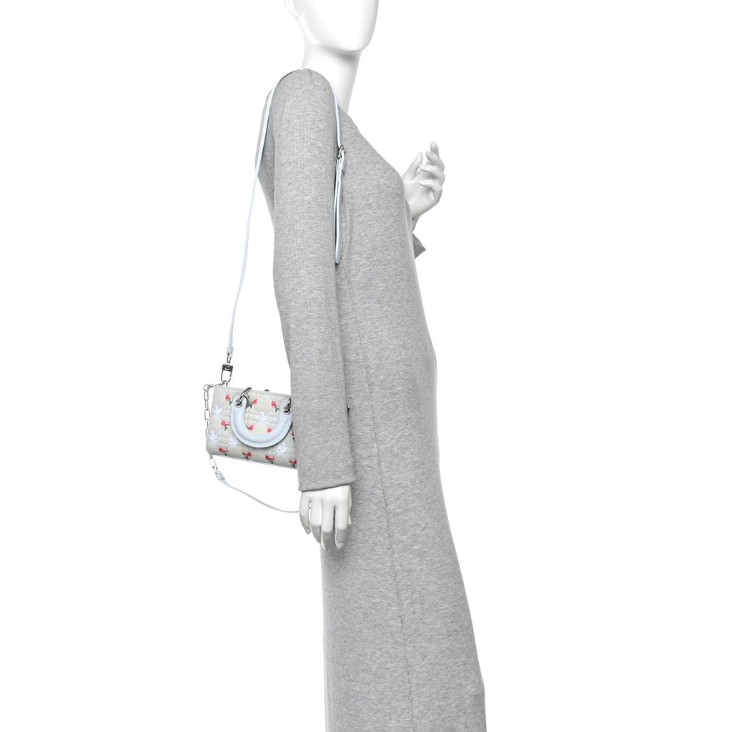 Denim Cannage Embroidered Doves & Roses Dioramour Mini Lady D-Joy Blue Multicolor wholesalehk.shop