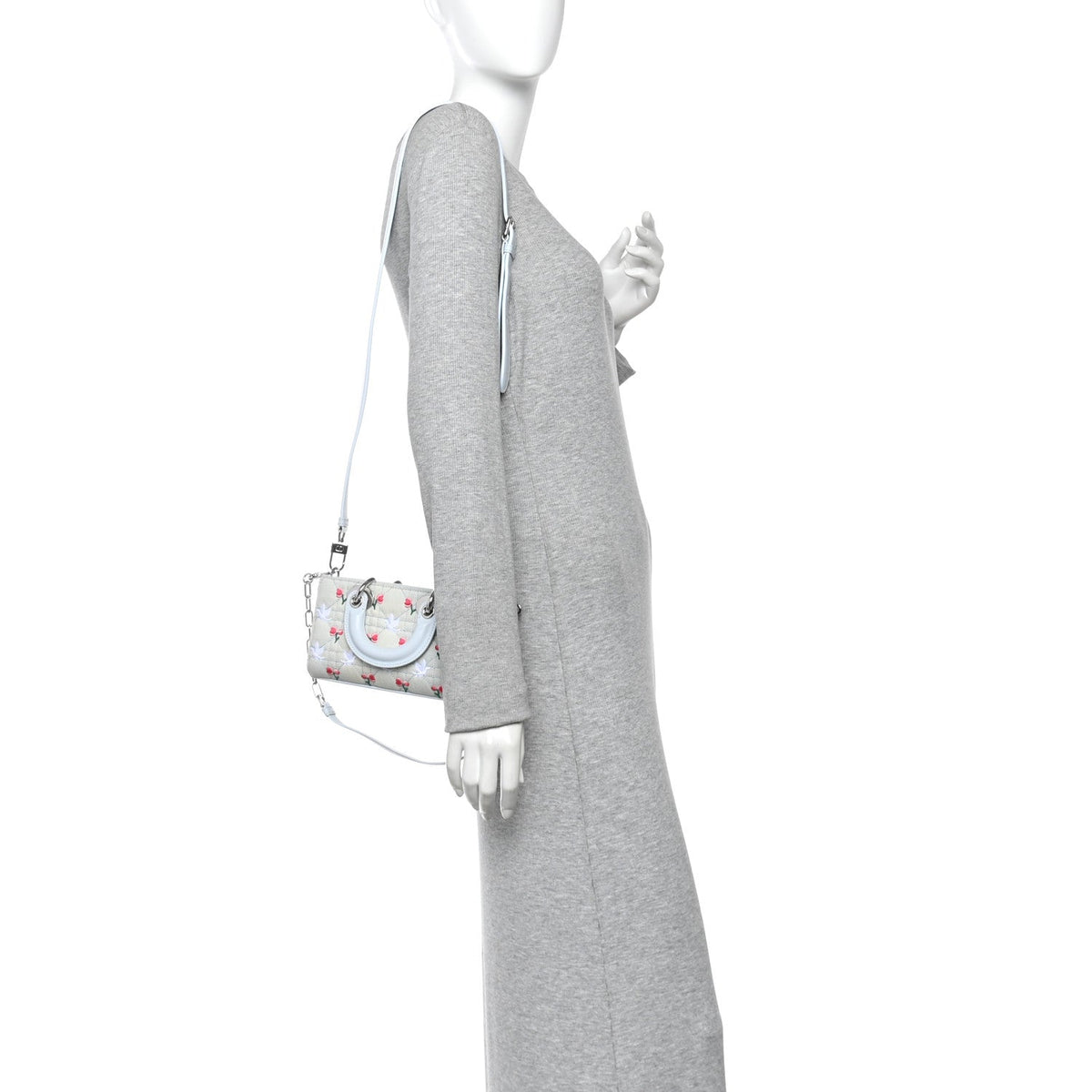Denim Cannage Embroidered Doves & Roses Dioramour Mini Lady D-Joy Blue Multicolor wholesalehk.shop