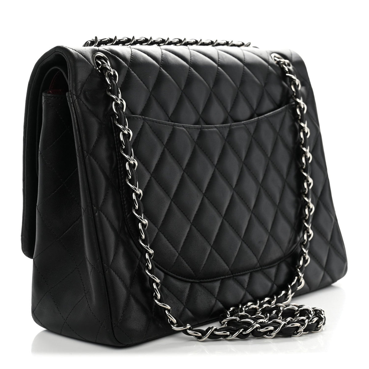 Lambskin Quilted Maxi Double Flap Black wholesalehk.shop