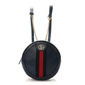 Textured Calfskin Web Mini Ophidia Round Backpack Blue Agata wholesalehk.shop