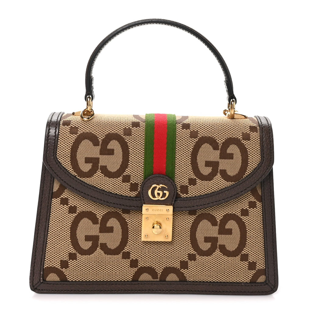 Monogram Jumbo GG Textured Dollar Calfskin Web Small Ophidia Padlock Top Handle Bag Camel Ebony New Acero £¨ Direct shipment via from wholesalehk.shop