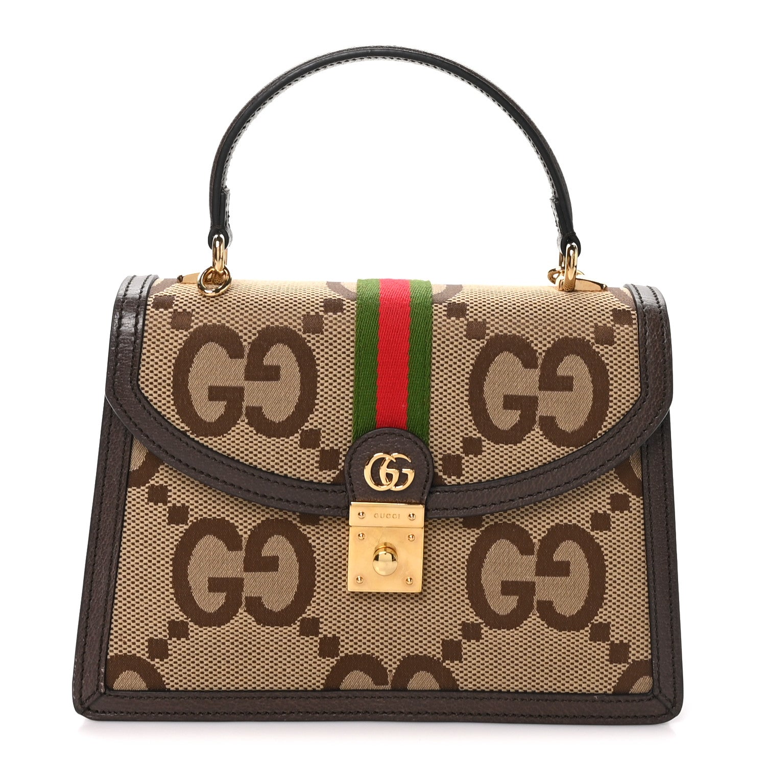 Monogram Jumbo GG Textured Dollar Calfskin Web Small Ophidia Padlock Top Handle Bag Camel Ebony New Acero £¨ Direct shipment via from wholesalehk.shop