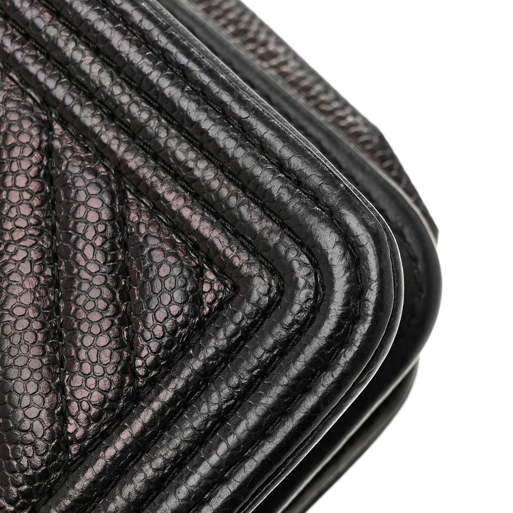 Caviar Chevron Quilted Boy Wallet On Chain WOC Black wholesalehk.shop